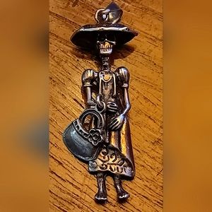 Sterling silver .925 Woman Female skeleton Pendant